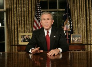 George W. Bush addresses the nation subsequent to the 9/11 terrorist attacks.