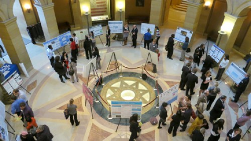 Minnesota private college students present their scholarly research in the Capitol rotunda.