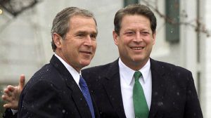 President-elect George W. Bush meets with Vice President Al Gore at Gore's official residence in Washington, Dec. 19, 2000.